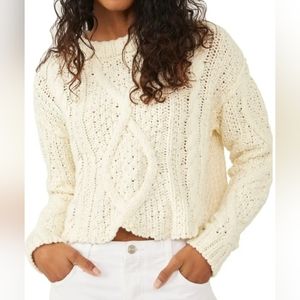 Cutting Edge Cotton Cable Sweater Free People Size Small S